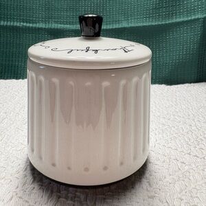Robert Stanley Gratitude Ceramic Jar Canister-“Thankful-Grateful-Blessed” on Lid
